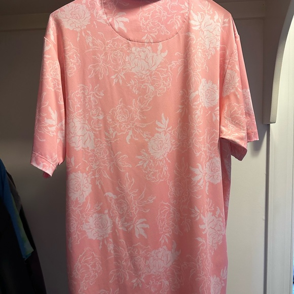 Bad Birdie Polo Shirt Men Large Pink Floral Print Golf Casual Rare Unique - Picture 3 of 3